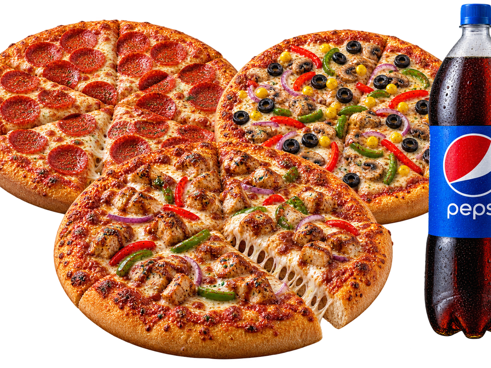 3 Large Pizzas Deal + 1.5L Drink