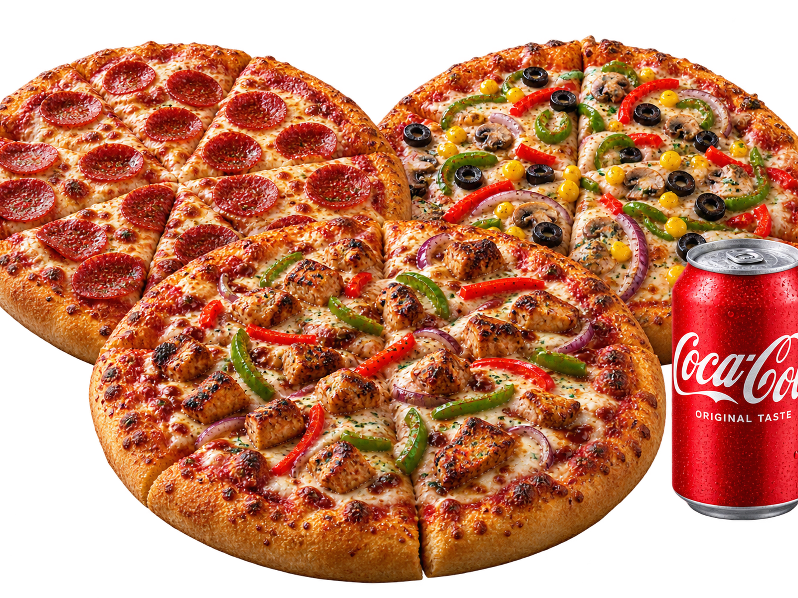 3 Small Pizzas Deal + Can Drink
