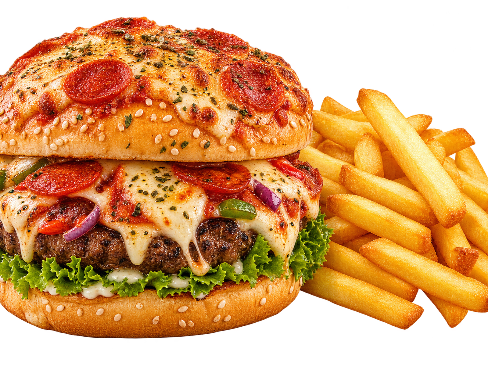 Pizza Burger with Chips